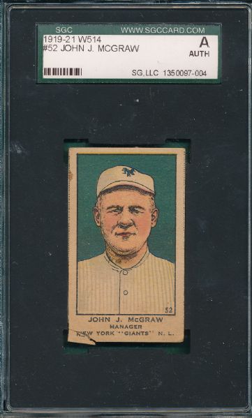 1919-21 W514 #52 John McGraw SGC A