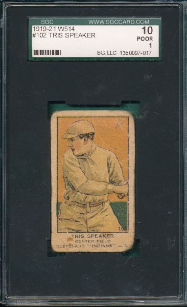 1919-21 W514 #102 Tris Speaker SGC 10