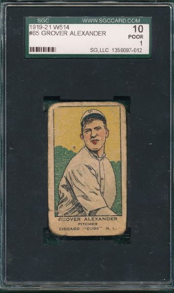 1919-21 W514 #65 Grover Alexander SGC 10