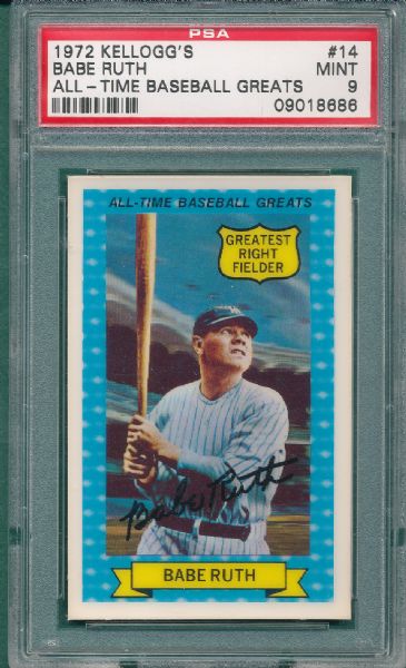 1972 Kelloggs All Time Greats (3) Ruth & Gehrig PSA 9