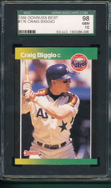 1989 Donruss Best #176 Craig Biggio SGC 98