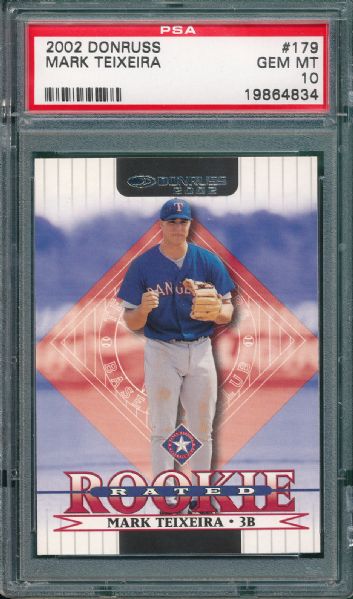 2002 Donruss #179 Mark Teixeira, Rated Rookie, PSA 10