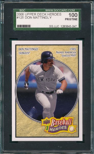 2008 Upper Deck Hereos #125 Don Mattingly SGC 100 *One of One*