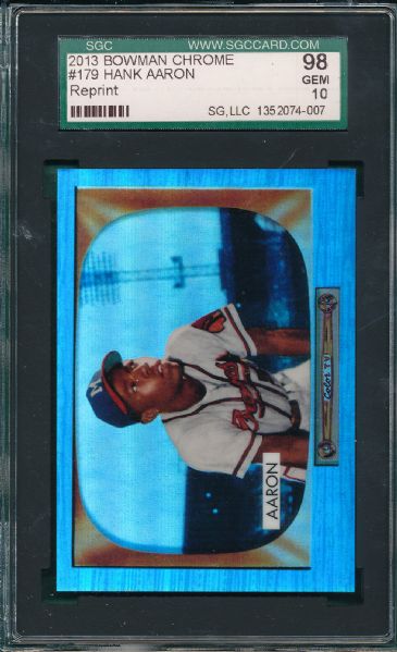 2013 Bowman Chrome #179 Hank Aaron, SGC 98