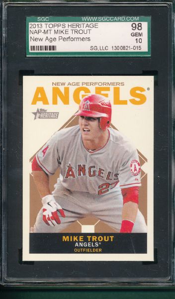 2013 Topps Heritage, NAP-MT Mike Trout, SGC 98