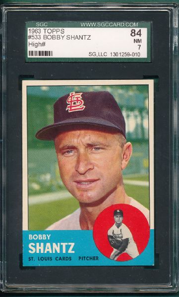 1963 Topps #533 Bobby Shantz SGC 84 *High #*