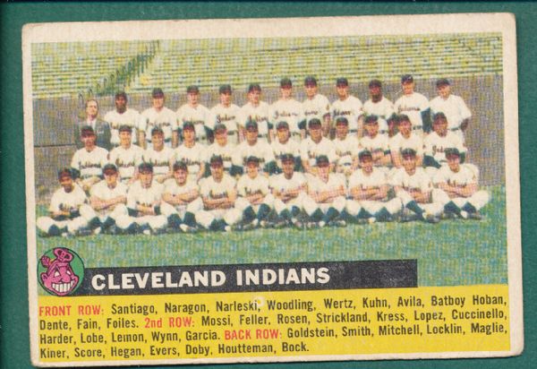 1956 Topps (62) Card Lot W/Indians Team