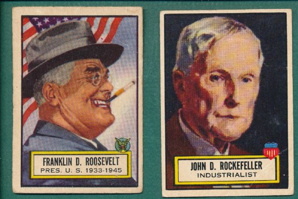 1952 Topps Look 'n See W/Lincoln, Roosevelt and Rockefeller (3) Card Lot