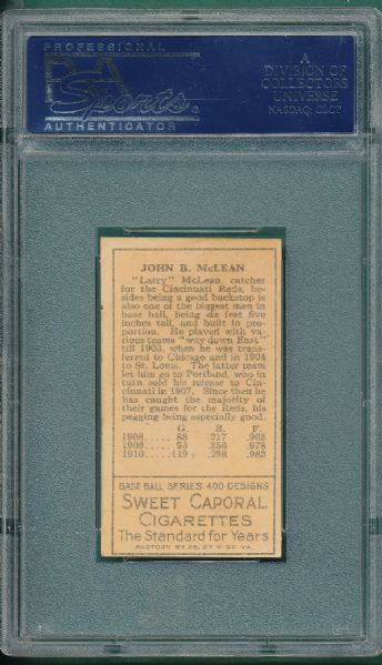 1911 T205 McLean, Sweet Caporal Cigarettes PSA 5