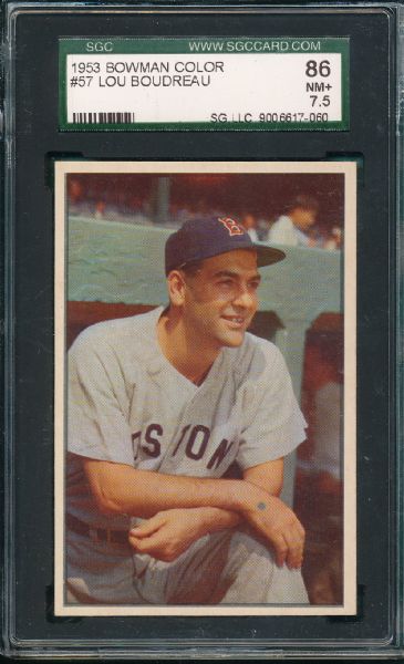 1953 Bowman Color #57 Lou Boudreau SGC 86