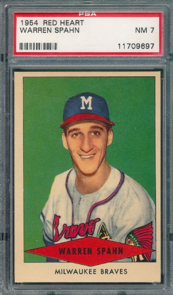 1954 Red Heart Warren Spahn PSA 7