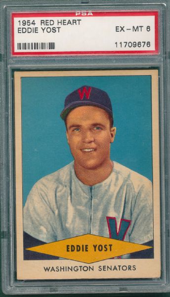 1954 Red Heart Eddie Yost PSA 6