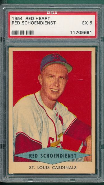 1954 Red Heart Red Schoendienst PSA 5