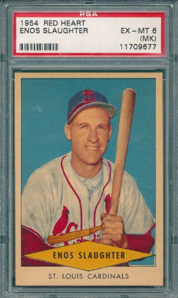 1954 Red Heart Enos Slaughter PSA 6 (MK)