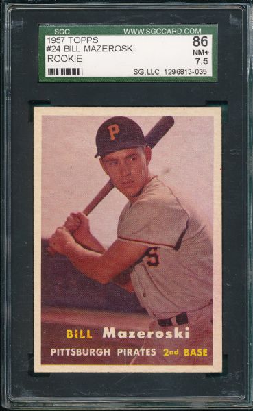 1957 Topps #24 Bill Mazeroski SGC 86 *Rookie*