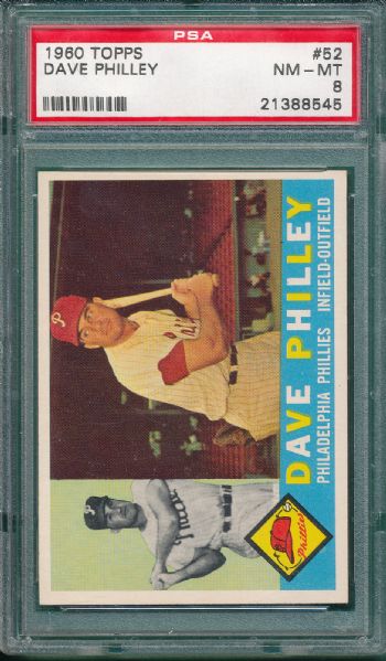 1960 Topps #52 Dave Philly PSA 8