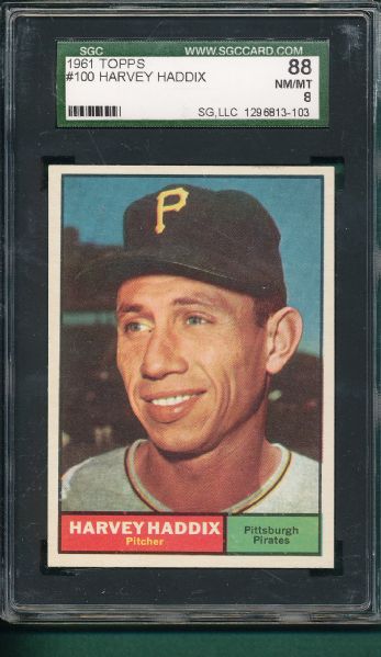 1961 Topps #100 Harvey Haddix SGC 88