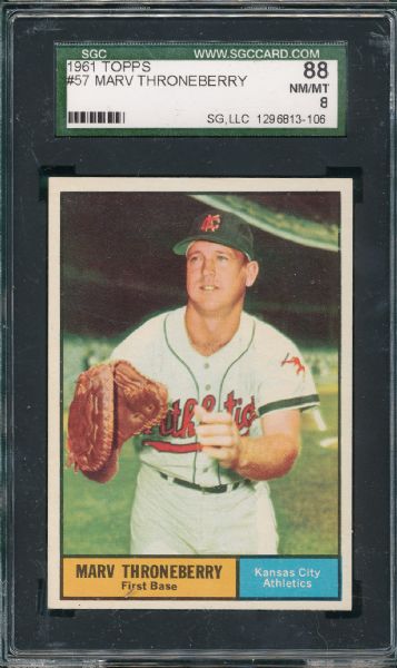 1961 Topps #57 Marv Thorneberry SGC 88