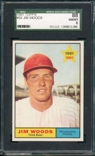 1961 Topps #59 Jim Woods SGC 88