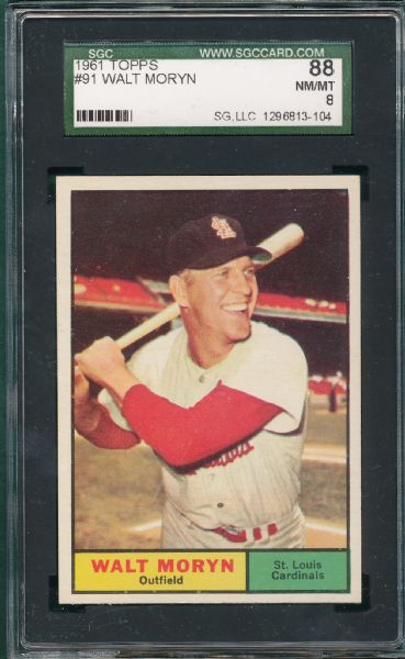 1961 Topps #91 Walt Moryn SGC 88