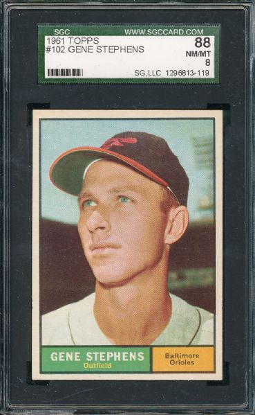 1961 Topps #102 Gene Stephens SGC 88