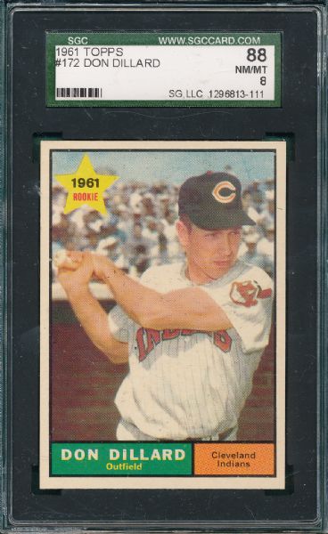 1961 Topps #172 Don Dillard SGC 88