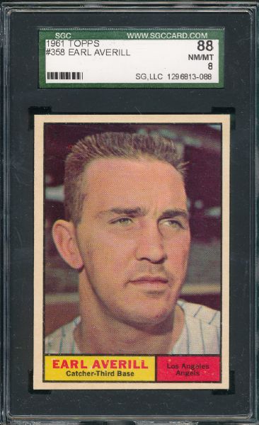 1961 Topps #358 Earl Averill SGC 88