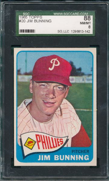 1965 Topps #20 Jim Bunning SGC 88