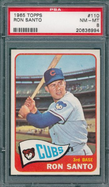 1965 Topps #110 Ron Santo PSA 8