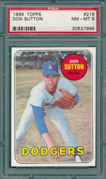 1969 Topps #216 Don Sutton PSA 8