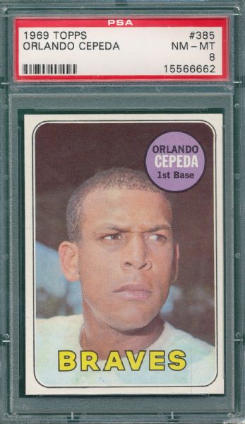 1969 Topps #385 Orlando Cepeda PSA 8