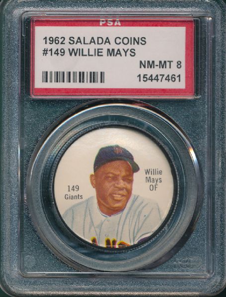 1962 Salada Coins #149 Willie Mays PSA 8