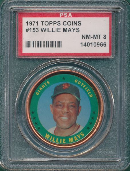 1971 Topps Coins #153 Willie Mays PSA 8