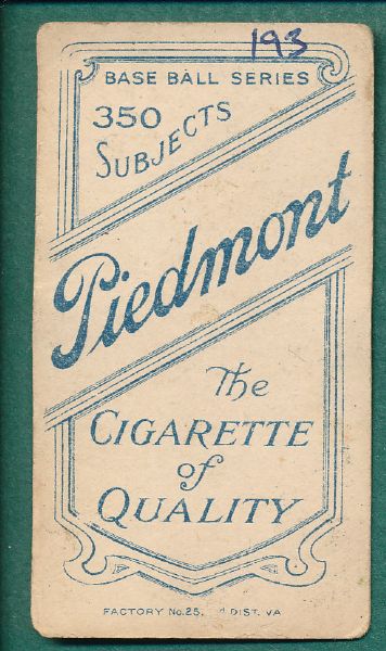 1909-1911 T206 Ferguson, Piedmont Cigarettes 