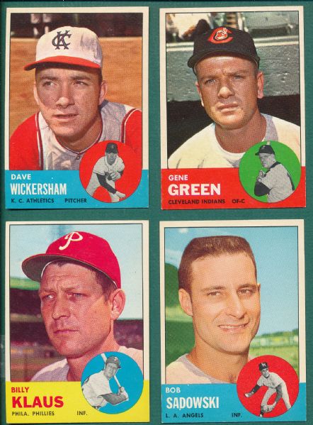 1960's Topps (7) Card Lot of High Numbers, Crease Free