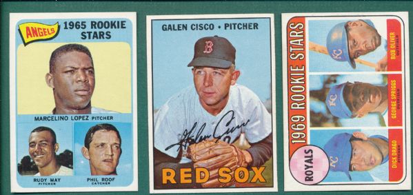 1960's Topps (7) Card Lot of High Numbers, Crease Free