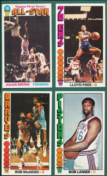 1976-77 Topps BSKT Lot of (33) W/ (3) Julius Erving