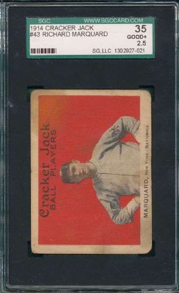 1914 Cracker Jack #43 Richard Marquard SGC 35 *Horizontal*