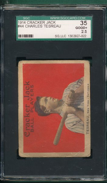 1914 Cracker Jack #44 Charles Tesreau SGC 35 *Horizontal*