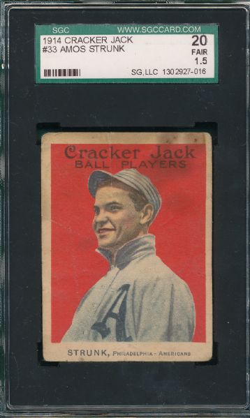 1914 Cracker Jack #33 Amos Strunk SGC 20