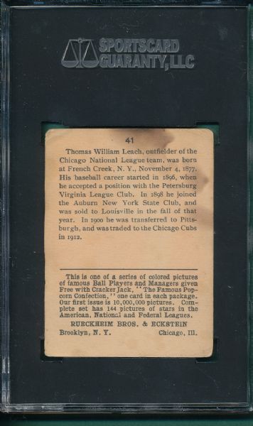 1914 Cracker Jack #41 Thomas Leach SGC 40