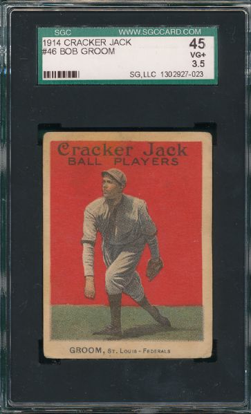 1914 Cracker Jack #46 Bob Groom SGC 45 *Federal League*