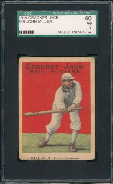 1914 Cracker Jack #49 John Miller SGC 40