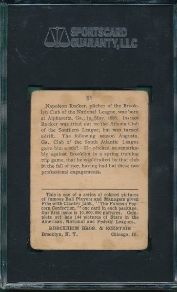 1914 Cracker Jack #51 Napoleon Rucker SG 30