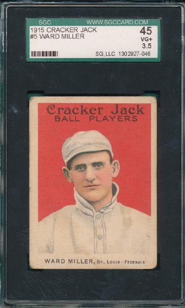 1915 Cracker Jack #05 Ward Miller SGC 45