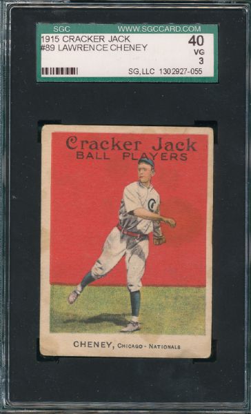 1915 Cracker Jack #89 Lawrence Cheney SGC 40