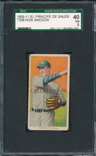 1909-1911 T206 Maddox, El Principe De Gales Cigarettes SGC 40