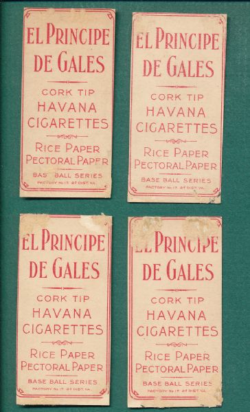 1909-1911 T206 Lot of (16) El Principe De Gales Cigarettes W/Dahlen