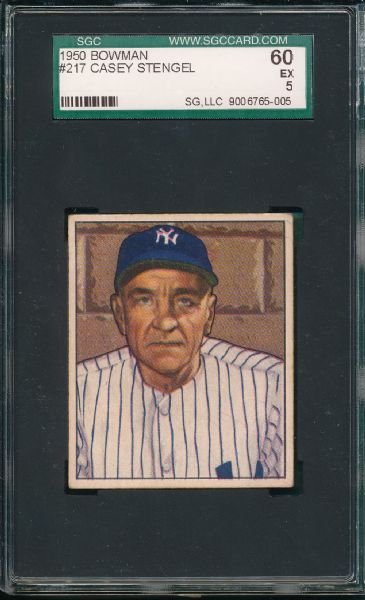 1950 Bowman #217 Casey Stengel SGC 60