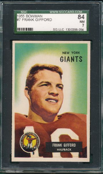 1955 Bowman FB #7 Frank Gifford SGC 84